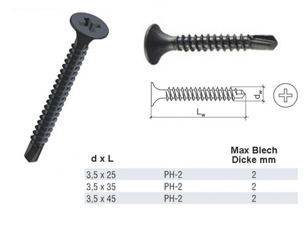 Bohrschrauben 3,5x35mm, 1000Stück