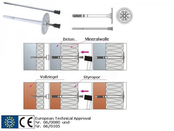 Dämmstoffdübel mit Stahlnagel 10x140mm LMX, 100Stück