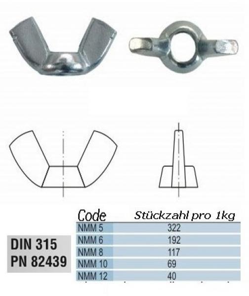 Schmetterlingsmuttern M10, 1kg