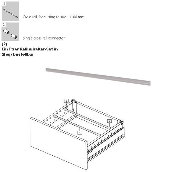 Querreling für MBox Einteilungssystem kurzbar 1,1m lang grau